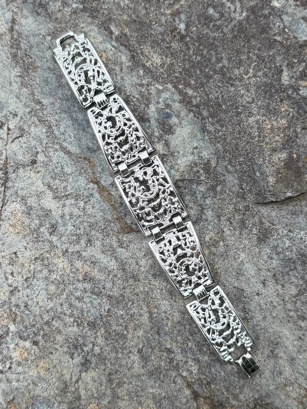 Vintage Sarah Coventry Silver Tone Filigree Panel Bracelet